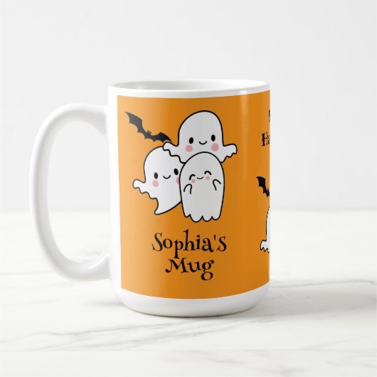 Happy Halloween Personalize NAME Ghosts Bat Kaffeetasse (Links)