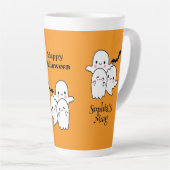 Happy Halloween Personalize NAME Ghosts Bat Milchtasse (Rechte Ecke)