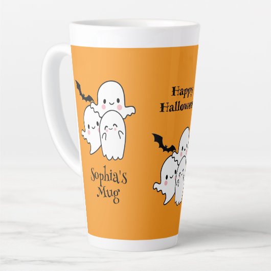 Happy Halloween Personalize NAME Ghosts Bat Milchtasse (Linke Ecke)