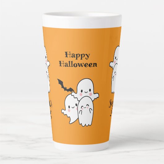 Happy Halloween Personalize NAME Ghosts Bat Milchtasse (Vorderseite)