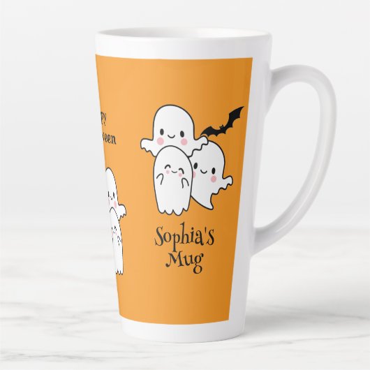 Happy Halloween Personalize NAME Ghosts Bat Milchtasse (Rechts)