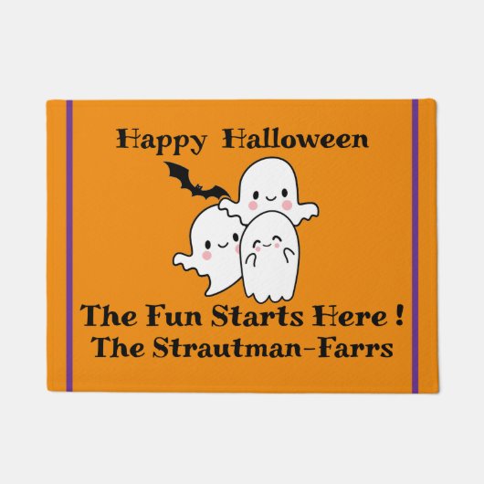 Happy Halloween PERSONALIZE Niedlich Ghost Bat Ora Fußmatte (Vorderseite)