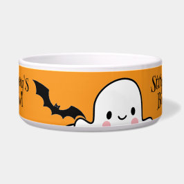 Happy Halloween Personalize PET NAME Ghosts Bat Napf