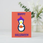 Happy Halloween Pinguin Postkarte (Stehend Vorderseite)