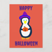 Happy Halloween Pinguin Postkarte (Vorderseite)