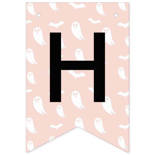 Happy Halloween Pink Orange Black Spuk House Wimpelkette (Erste Fahne)