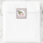 Happy Halloween | Pink Pumpkin and Polka Dots Quadratischer Aufkleber (Tasche)