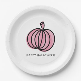 Happy Halloween Pink Pumpkin Pappteller