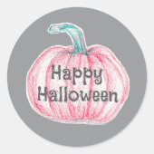 Happy Halloween Pink Pumpkin Pinkoween Runder Aufkleber (Vorderseite)