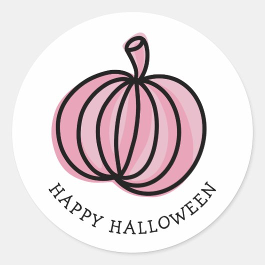 Happy Halloween Pink Pumpkin Runder Aufkleber (Vorderseite)