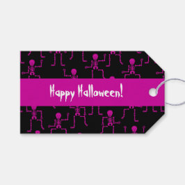 Happy Halloween Pink Tanz Skeleton Muster Geschenkanhänger
