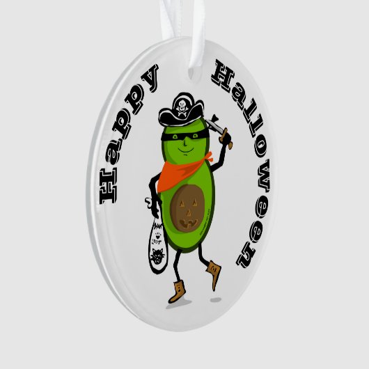Happy Halloween Pirate Avocado Ornament (Vorderseite)