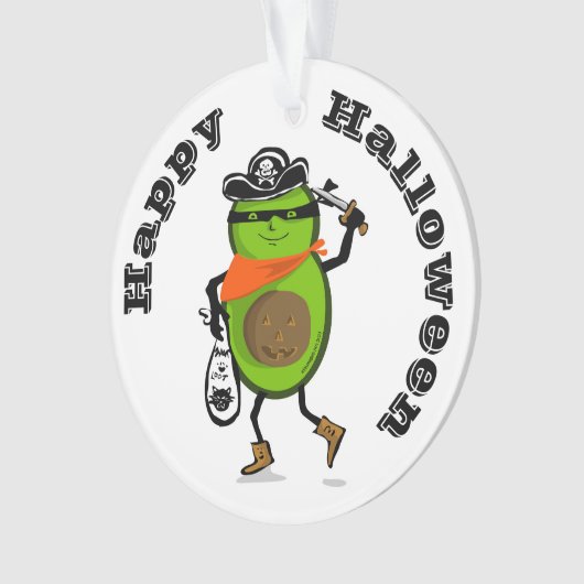 Happy Halloween Pirate Avocado Ornament (Vorderseite)