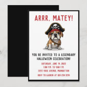 Happy Halloween Pirate English Bulldog Einladung (Vorne/Hinten)