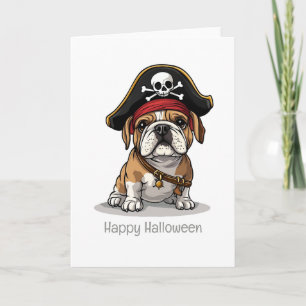 Happy Halloween Pirate English Bulldog Karte