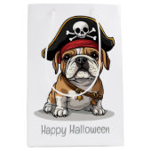 Happy Halloween Pirate English Bulldog Mittlere Geschenktüte (Vorderseite)