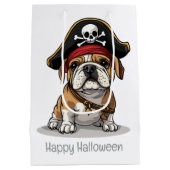 Happy Halloween Pirate English Bulldog Mittlere Geschenktüte (Rückseite)