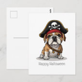 Happy Halloween Pirate English Bulldog Postkarte (Vorne/Hinten)