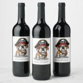 Happy Halloween Pirate English Bulldog Weinetikett (Flaschen)