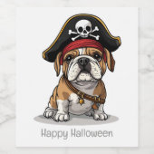 Happy Halloween Pirate English Bulldog Weinetikett (Einzelnes Label)