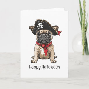 Happy Halloween Pirate French Bulldog Karte