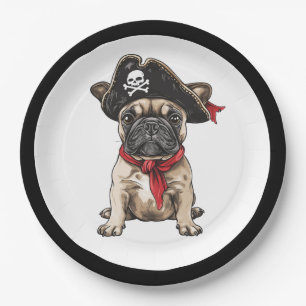 Happy Halloween Pirate French Bulldog Pappteller