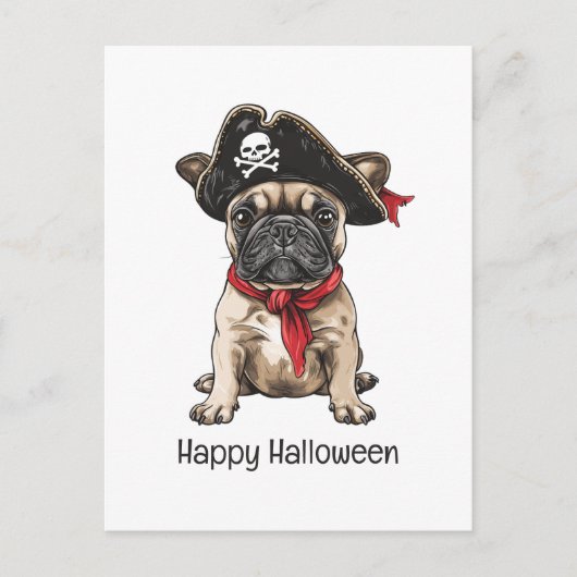Happy Halloween Pirate French Bulldog Postkarte (Vorderseite)