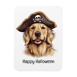 Happy Halloween Pirate Golden Retriever Hund Skull Magnet