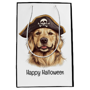 Happy Halloween Pirate Golden Retriever Hund Skull Mittlere Geschenktüte