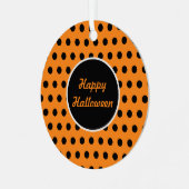 Happy Halloween Polka Dot Metal Ornament (Orange) (Vorderseite links)