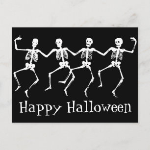 Happy Halloween Postcard mit tanzenden Skeletten Postkarte