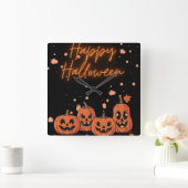 Happy Halloween Postcard Quadratische Wanduhr (Zuhause)