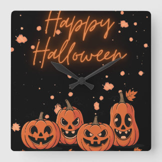 Happy Halloween Postcard Quadratische Wanduhr