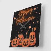 Happy Halloween Postcard Quadratische Wanduhr (Winkel)