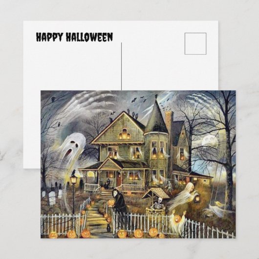 Happy Halloween Postkarte (Vorne/Hinten)