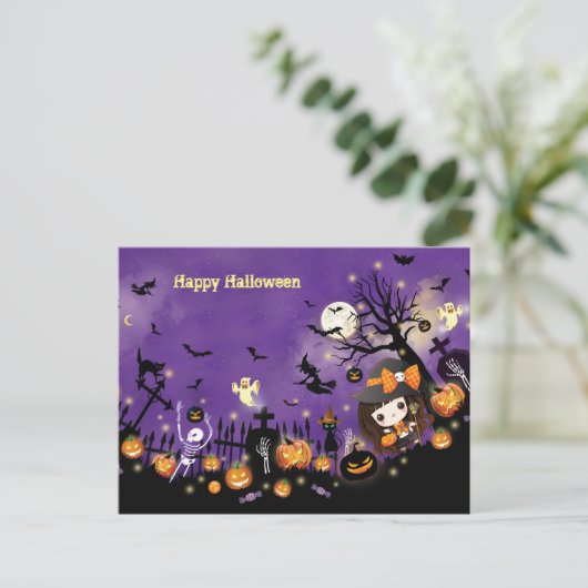 Happy Halloween Postkarte (Stehend Vorderseite)