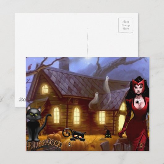 Happy Halloween Postkarte (Vorne/Hinten)