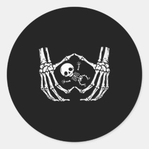 Happy Halloween Pregnant Baby Skeleton Junge Mutte Runder Aufkleber