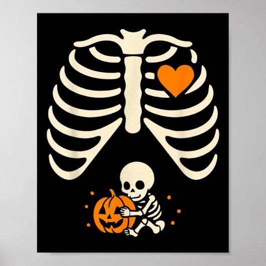 Happy Halloween Pregnant Baby Skeleton Spooky Seas Poster (Vorne)