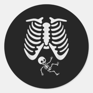 Happy Halloween Pregnant Baby Skeleton Spooky Seas Runder Aufkleber