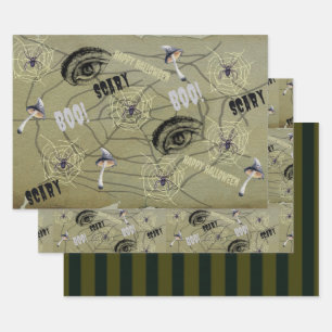 Happy Halloween Psychedelic Mushroom Muster Geschenkpapier Set