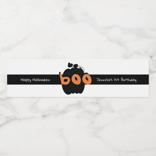 Happy Halloween Pumpkin 1. Geburtstag Wasserflaschenetikett (Einzelnes Label)