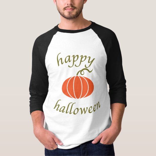 Happy Halloween Pumpkin 3/4 Sleeve Baseball Tshirt (Vorderseite)