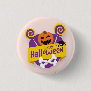 Happy Halloween Pumpkin and Spider   Schaltfläche  Button