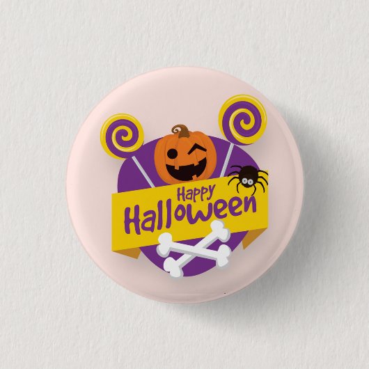Happy Halloween Pumpkin and Spider | Schaltfläche  Button (Vorderseite)
