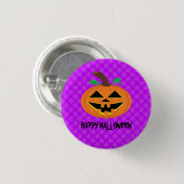 Happy Halloween Pumpkin auf Lila Button-Abzeichen Button (Vorne & Hinten)