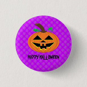 Happy Halloween Pumpkin auf Lila Button-Abzeichen Button
