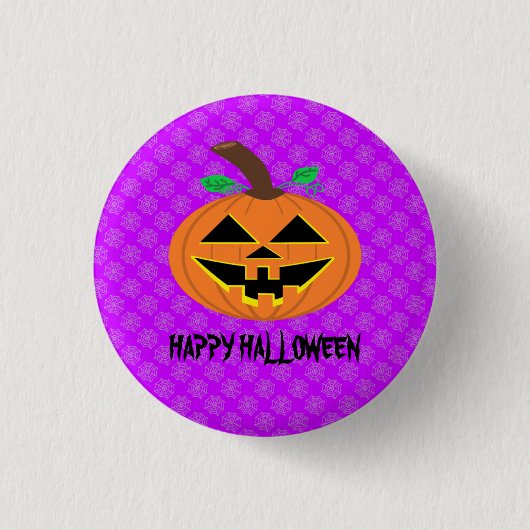 Happy Halloween Pumpkin auf Lila Button-Abzeichen Button (Vorderseite)