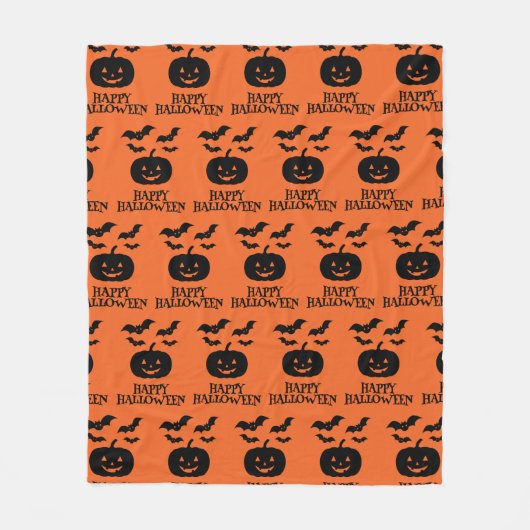Happy Halloween Pumpkin Bat Minimal Fleecedecke (Vorderseite)