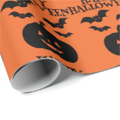 Happy Halloween Pumpkin Bat Minimal Geschenkpapier (Rolleneckpunkt)